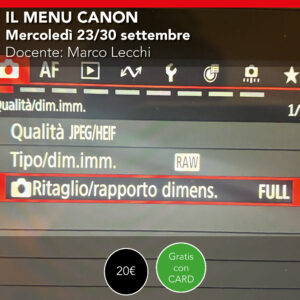 Il menu CANON  webinar online  mercoledì 23/30 settembre 2026