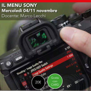 Il menu SONY  webinar online  mercoledì 04/11 Novembre 2026